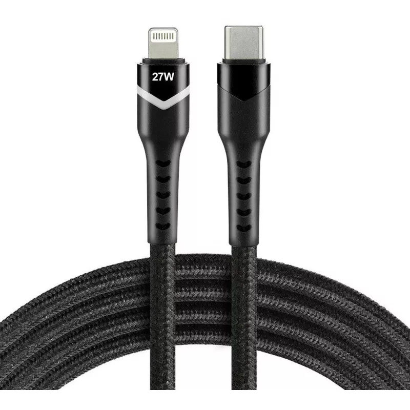 everActive CBB-1CIR USB-C į Lightning RGB LED laidas 1 m, 27 W PD, juodas