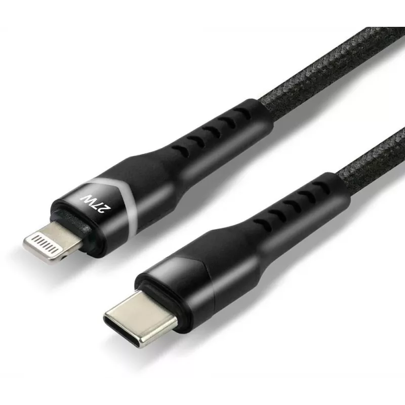 everActive CBB-1CIR USB-C į Lightning RGB LED laidas 1 m, 27 W PD, juodas
