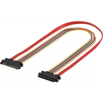 EXERTIS CONNECT SATA prailginimo kabelis, SATA 22 pin male to SATA 22 pin female (5V + 12V), 0,5 m, skirta prailginti SATA duomenų ir maitinimo sąsają, juodas 147500