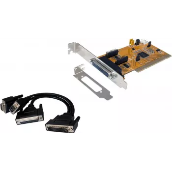 EXSYS EX-43360 PCI-X adapteris - 2x RS-232 serijinės + 1x lygiagrečioji, MosChip, Low Profile