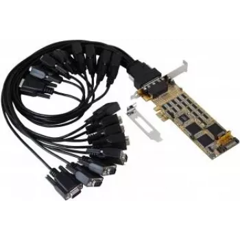 EXSYS PCIe 16 prievadų RS-232 serijinė plokštė su SystemBase lustu, 921.6 Kbps, 15KV ESD, Low Profile EX-44316-2