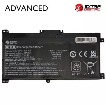 Extra Digital Advanced nešiojamojo kompiuterio baterija HP BK03XL – 3400mAh, 11.55V, 39.3Wh, 3 celių, juoda | ITwork.lt