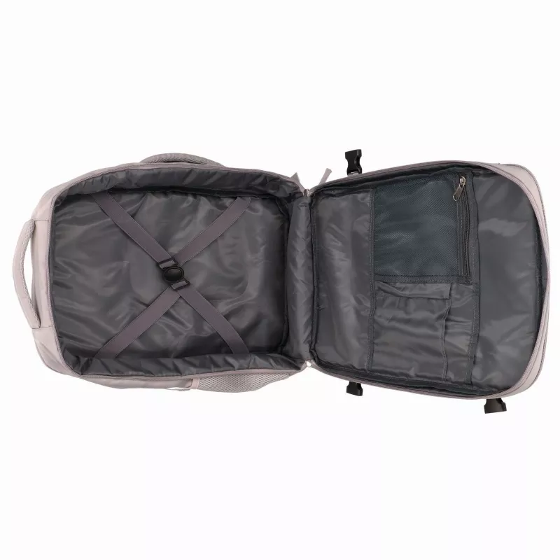 EXTRALINK Black Forest KM03 kabininis kelioninis kuprinė 45x20x30 cm su 2 kosmetinėmis – pilka