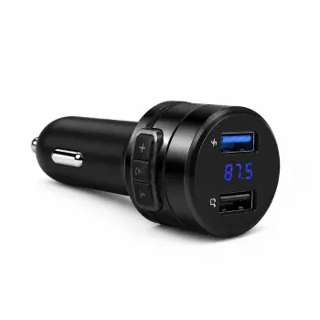 EXTRALINK Bluetooth FM Transmitter su 2x USB įkrovikliu, laisvų rankų skambučiais, juodas