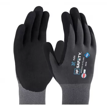 Extralink HF Safety Flex apsauginės pirštinės, 10/XL dydis, nitrilo putų danga, EN 388:2016 4131X, juodos/ pilkos, 1 pora