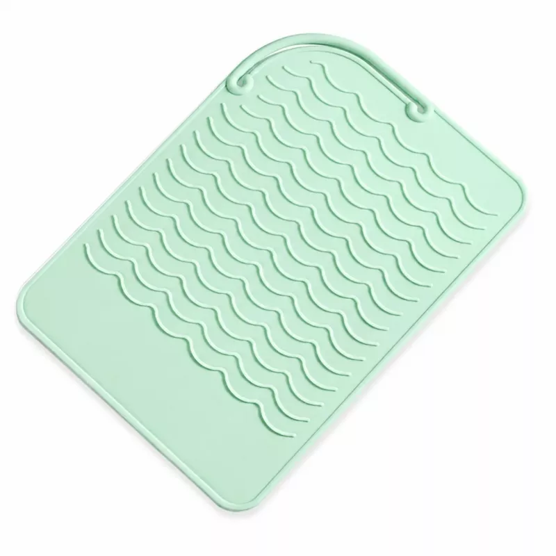 EXTRALINK HOME Silikono šilumos apsaugos kilimėlis plaukų tiesintuvui, 22x16 cm, žalias