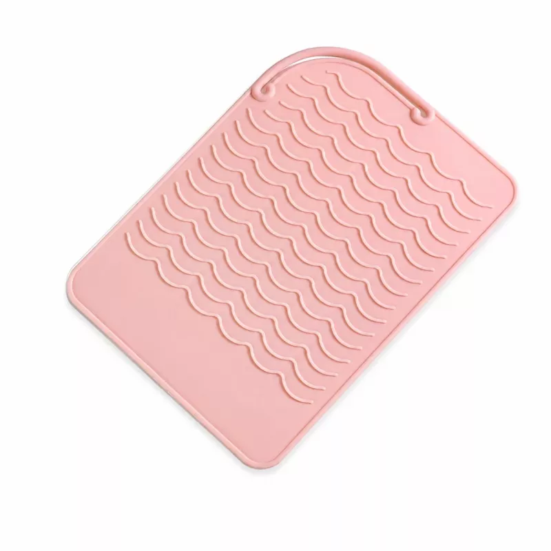 EXTRALINK HOME Silikoninis karščiui atsparus kilimėlis plaukų tiesintuvui ir garbanojimo lygintuvui 22x16 cm Rožinis