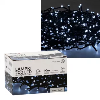 Extralink LED girlianda 200 LED šalta balta 10m + 3m IP44 vidui ir laukui