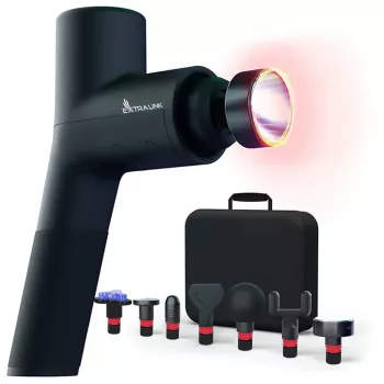 Extralink Massage Gymgun Fit 2.0 Pro masažinis pistoletas, 7 antgalių, 6 režimų