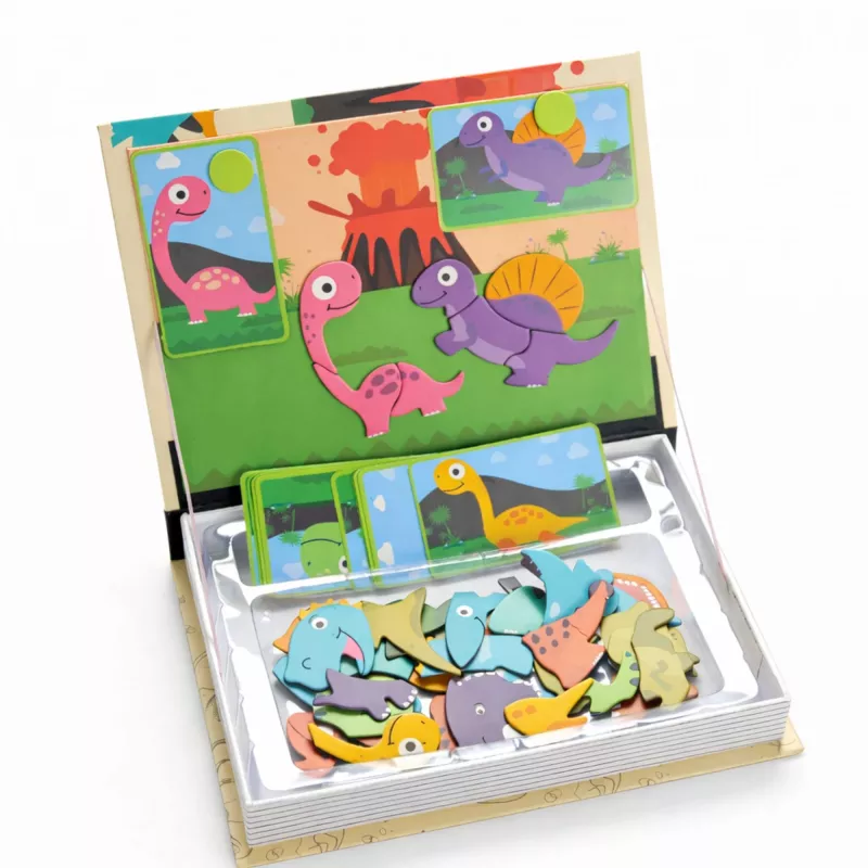 EXTRALINK TOYS Magnetinė dėlionė knygelė 64 dalių Dinozaurai