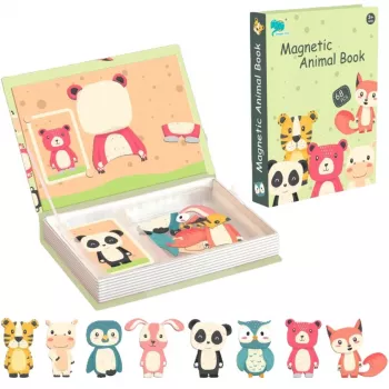 EXTRALINK TOYS Magnetinė dėlionė knygelė Gyvūnai 68 dalys