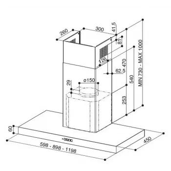 Faber Stilo Comfort BK Matt A90 90cm sieninis gartraukis, juodos matinės spalvos, 670 m³/h