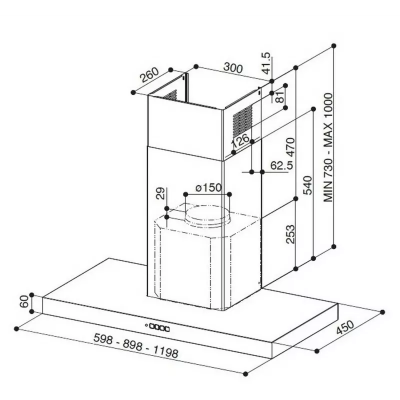 Faber Stilo Comfort BK Matt A90 90cm sieninis gartraukis, juodos matinės spalvos, 670 m³/h