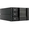 Fantec BP-SA2131 3 skyrių SAS/SATA pagrindo modulis 5,25 colio lizdui – be dėklų, karštasis keitimas, 70 mm ventiliatorius, juodas aliuminis 2185