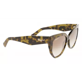 FERRAGAMO SF1061S-246 Moteriški Akiniai Nuo Saulės Havana Acetate Rudi Gradient Lęšiai 56/18/145 mm