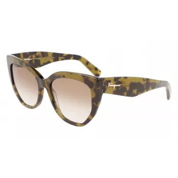 FERRAGAMO SF1061S-246 Moteriški Akiniai Nuo Saulės Havana Acetate Rudi Gradient Lęšiai 56/18/145 mm