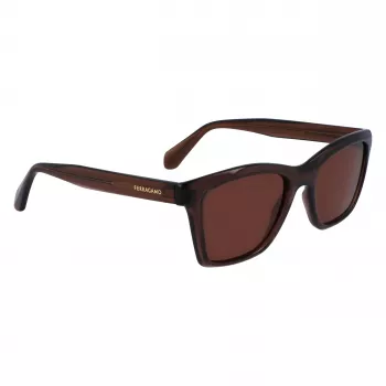 FERRAGAMO SF2001S-232 Unisex Akiniai Havana Ruda Kvadratinis Acetato Rėmelis Rudi Lęšiai 54/20/145 mm