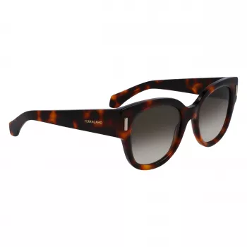 FERRAGAMO SF2007S-240 Moteriški katinuko akies formos akiniai nuo saulės Havana Ruda Gradient 51mm