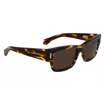 FERRAGAMO SF2011S-216 Vyriški Akiniai nuo Saulės Tamsiai Havana Rudi Gradientiniai 53mm