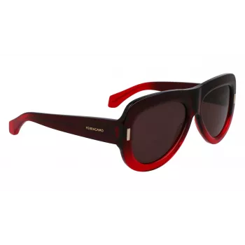 FERRAGAMO SF2029SE-615 Moteriški Akiniai Nuo Saulės – Raudonas Acetatinis Rėmelis, Pilkšvi Gradientiniai Stiklai, 57mm