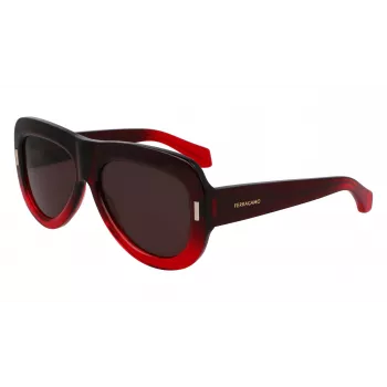 FERRAGAMO SF2029SE-615 Moteriški Akiniai Nuo Saulės – Raudonas Acetatinis Rėmelis, Pilkšvi Gradientiniai Stiklai, 57mm
