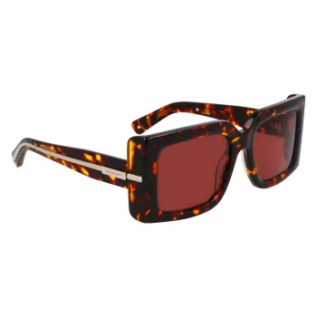 FERRAGAMO SF2032S-242 Moteriški Akiniai nuo Saulės Havana Acetato Kvadratinis Rėmas Rudi Gradientiniai Lęšiai 55/19/140 mm
