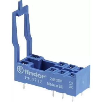 Finder 97.12 relės lizdas 46 serijai, 8 kontaktų, varžtiniai gnybtai, DIN bėgelio/panelės montavimas, 10 A, 250 V AC, pilkas