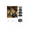 FIREMAPLE FMC-201 Camping Cookware Set – 8 dalių kieto anoduoto aliuminio puodų ir keptuvės rinkinys su lizdine konstrukcija 1–2 asmenims