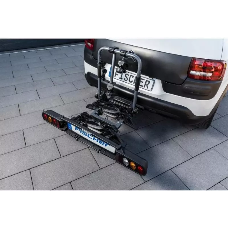 Fischer ProlineEvo 2 dviračių laikiklis ant farko 2 dviračiams, 60 kg, sulankstomas, su LED apšvietimu
