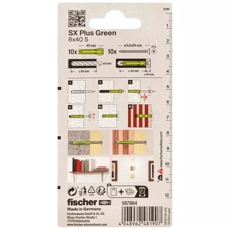 Fischer SX Plus Green 8x40 S K kaiščiai su varžtais, 10 vnt. (567864)