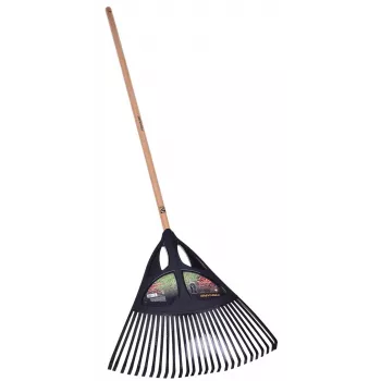 Fiskars Solid lapų grėblys, 52 cm pločio polipropileno galvutė, 175 cm aliuminio kotas, 25 lanksčios šakelės, juoda/oranžinė