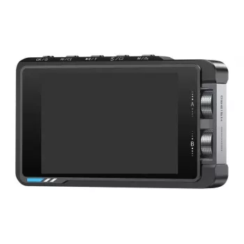 FNIRSI DS215H osciloskopas – 100 MHz, 500 MS/s, 1 kanalas, įmontuotas signalų generatorius, 2.8 inch TFT LCD, USB Type-C, įkraunama baterija, juoda