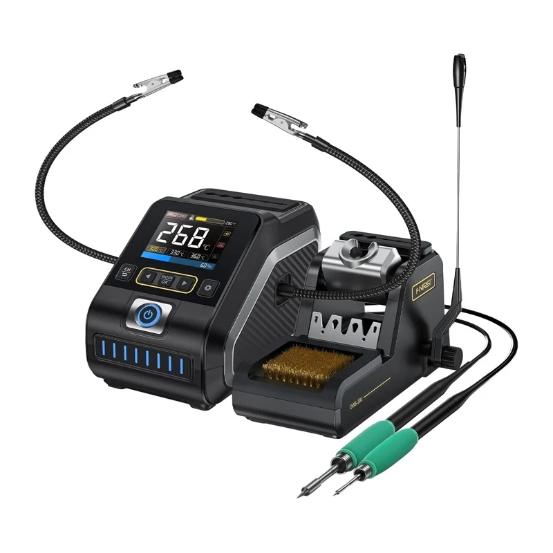 FNIRSI DWS-200F 200W litavimo stotelė su 2.4 inch IPS ekranu, PID valdymu, C245/C210 antgaliais