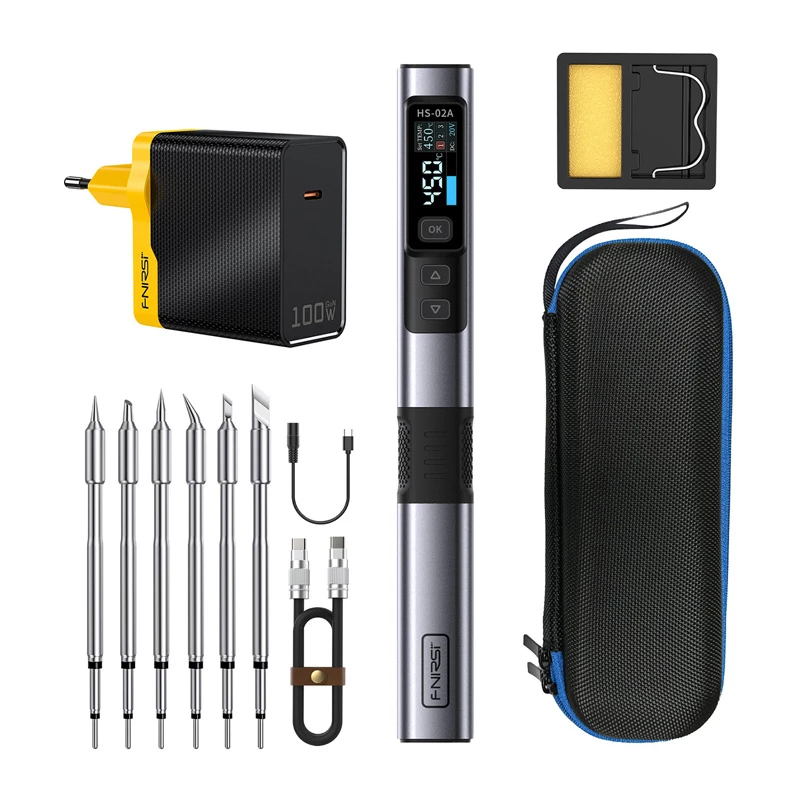 FNIRSI HS-02A F 100W Smart Lituoklis su USB-C PD3.0, OLED Ekranu, T12 Suderinamas