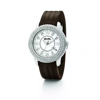 Folli Follie Donatella Moteriškas Laikrodis WF5T003ZTW 30mm Rožinio Aukso Nerūdijantis Plienas Balta Oda