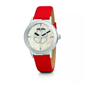 FOLLI FOLLIE Donatella Moteriškas Laikrodis WF13T040SPWR 32mm Rožinis Auksas Nerūdijantis Plienas Balta Oda
