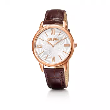 Folli Follie Women's Watch WF15R033SPW 35mm Rose Gold Stainless Steel White Leather