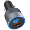 Forcell F-Energy 65 automobilinis įkroviklis 65W, 2x USB-C (PD 3.0) ir 1x USB-A (QC 4.0), pilka