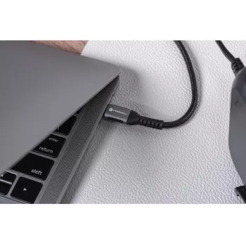 Forcell F-Energy Cafule USB-C į USB-C laidas 0,5 m 240 W 5A PD QC 4.0 pintas juodas
