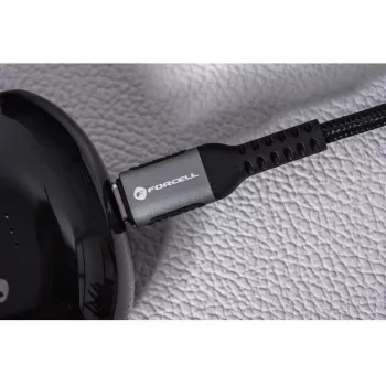 FORCELL F-Energy Cafule USB-C į USB-C laidas 1,2 m 240 W 5 A PD QC 4.0 pintas juodas