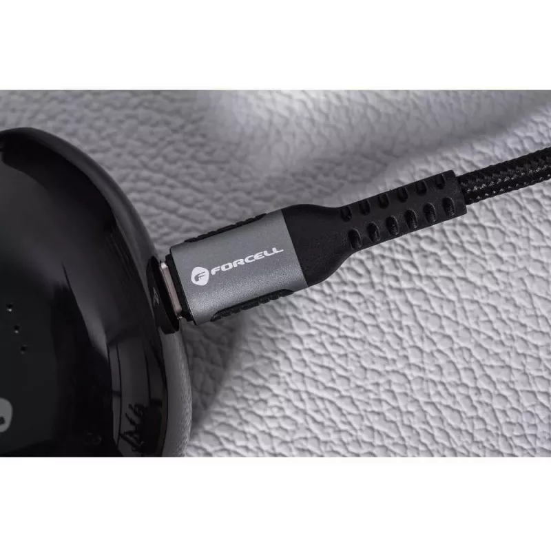 Forcell F-Energy Cafule USB-C į USB-C laidas 2 m 240 W PD 5A QC 4.0 pintas juodas