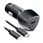 Forcell F-Energy Carbon Automobilinis Įkroviklis USB-C QC3.0 PD 20W su USB-C į Lightning Laidu CC50-1C Juodas