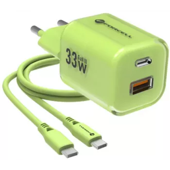 Forcell F-Energy GaN III VT-41 33 W sieninis įkroviklis, 1x USB-C PD 3.0/PPS ir 1x USB-A QC 4.0, žalias