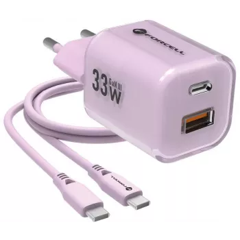 Forcell F-Energy GaN III VT-41 33W 1x USB-C 1x USB-A PD 3.0 QC 4.0 sieninis įkroviklis violetinis
