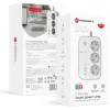 Forcell F-Energy VT-PS03 išmanusis ilgintuvas su 3 Schuko lizdais, USB-C PD 30W, 3x USB-A QC 3.0, Wi-Fi, Tuya programėle, 2500W/10A