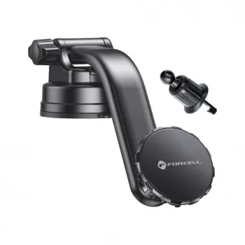 Forcell F-Grip MagLuxe Magnetinis Telefono Laikiklis Automobiliui – Priekiniam Stiklui, Prietaisų Skydeliui, Oro Vėdinimo Angai – Juodas