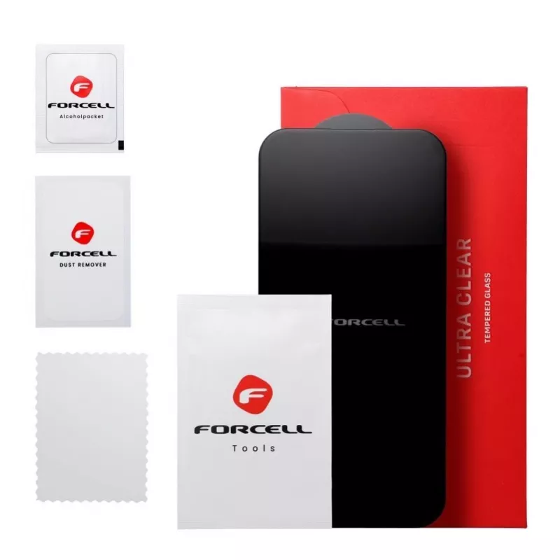 Forcell Ultra Clear Glass grūdinto stiklo apsauginis ekrano stikliukas, skirtas Samsung Galaxy S22 / S23 – juodas