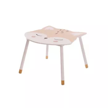 FOX174318 Baltas stačiakampis kavos staliukas su apatine lentyna, lakuotas MDF, modernus svetainei
