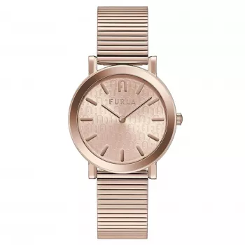 Furla Arco moteriškas kvarcinis laikrodis 38mm rožinis auksas nerūdijantis plienas rožinė oda