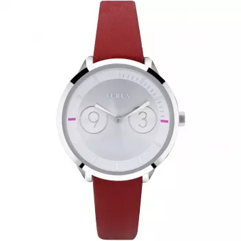 FURLA Giada Women's Quartz Analog Watch R4251102507 31mm Silver Dial Black Leather Strap